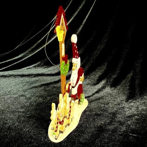 Vintage Emgee Hawaiian Christmas Ornament Santa and Reindeer Bird House - Picture 6 of 7